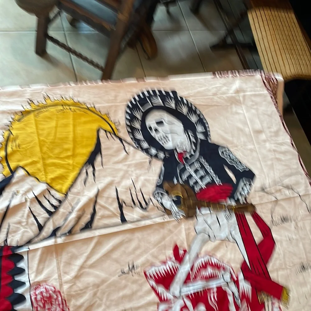 Dia Del Muerto Cotton Table Cloth , Bed or Wall Cover.NWOT